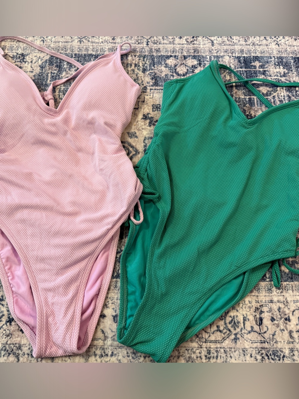 Stoney Clover Lane Pink & Green Textured One-Piece Swimsuits